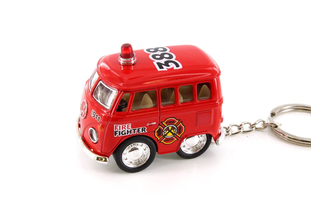 Little Van Key Chain Firefighter Edition, Red - Kinsmart 2002DPRK - Diecast Model Toy Car