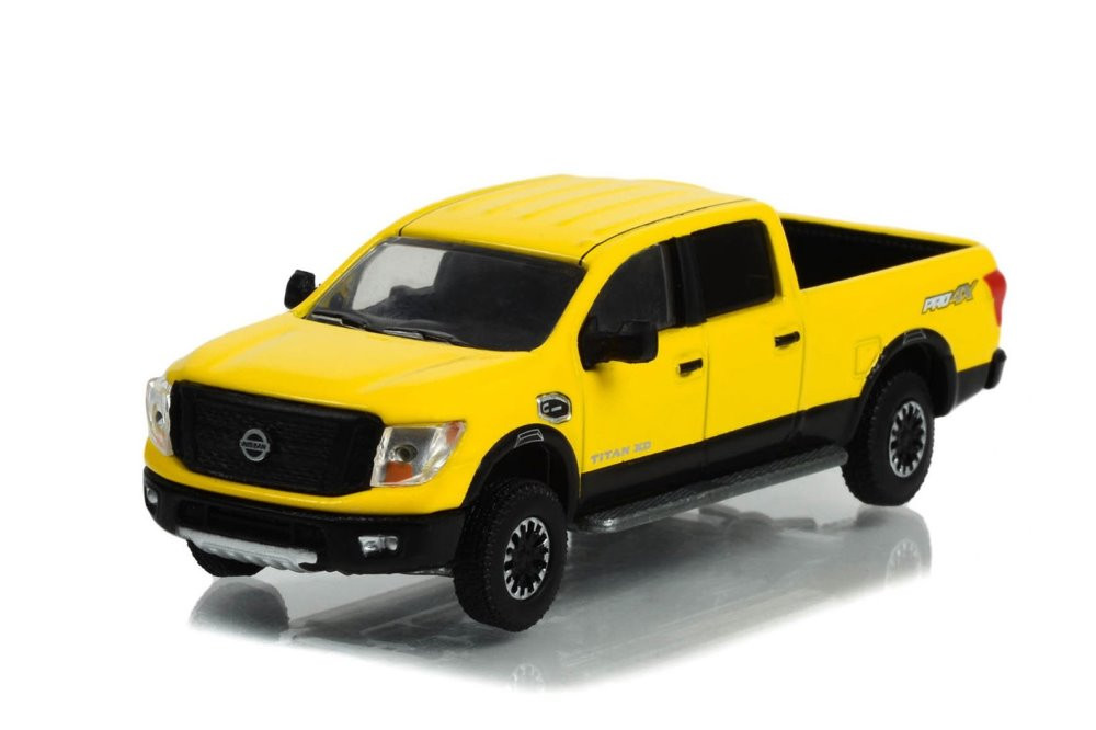 2018 Nissan Titan XD Pro-4X, Yellow - Greenlight 35250E/48 - 1/64 Scale Diecast Model Toy Car