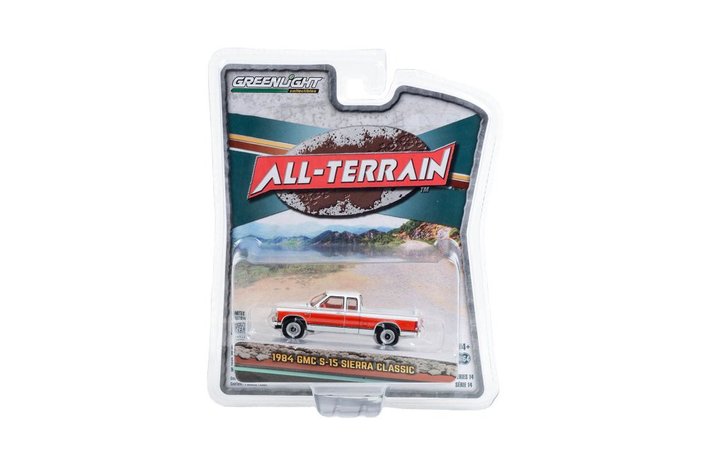 1984 GMC S-15 Sierra Classic 4x4, Frost White /Red - Greenlight 35250B - 1/64 Scale Diecast Car
