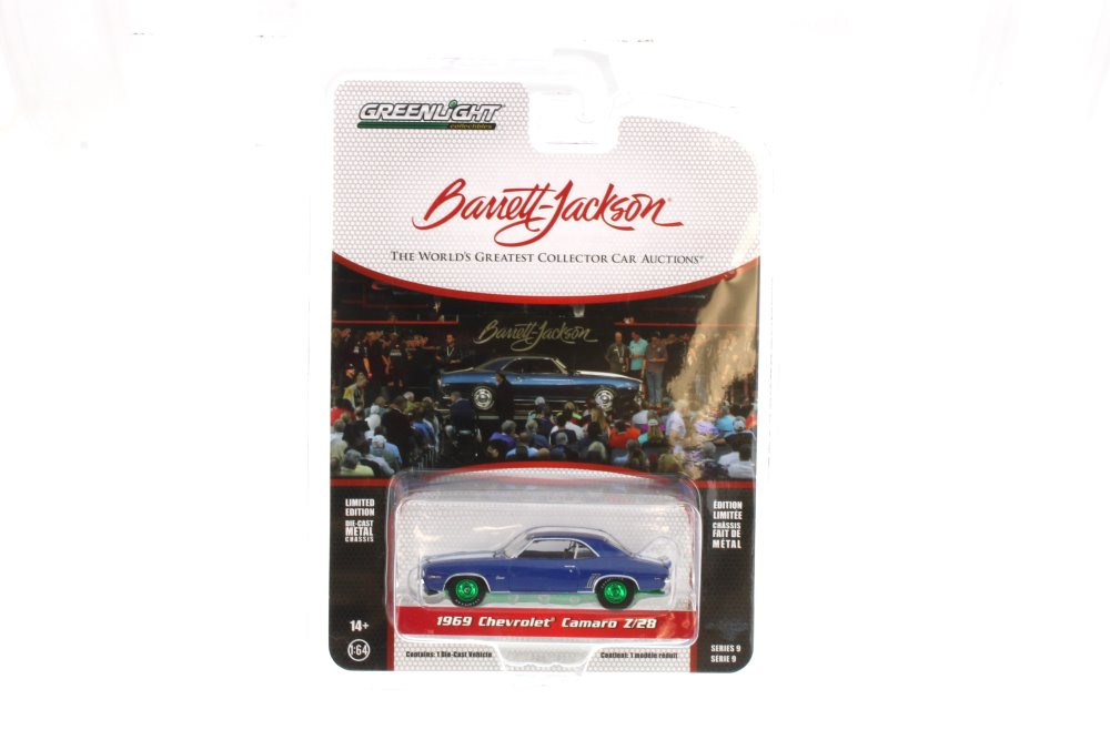 CHASE CAR - 1969 Chevy Camaro Z/28 (Lot #687.3), Blue - Greenlight 37250C - 1/64 scale Diecast Car