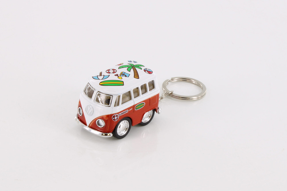 Volkswagen Little Van Keychain with Summer Decor, Asstd - Kinsmart 2002DFK, 2" Scale Set of 12 Cars