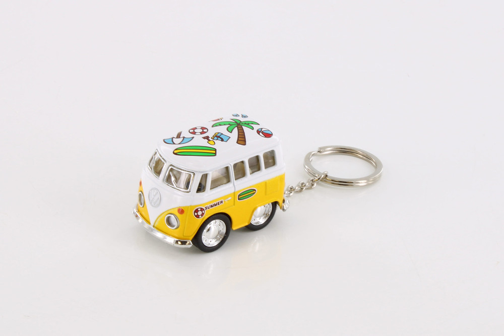 Volkswagen Little Van Keychain with Summer Decor, Asstd - Kinsmart 2002DFK, 2" Scale Set of 12 Cars