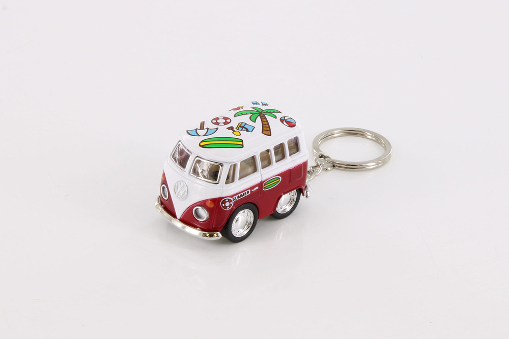 Volkswagen Little Van Keychain with Summer Decor, Asstd - Kinsmart 2002DFK, 2" Scale Set of 12 Cars