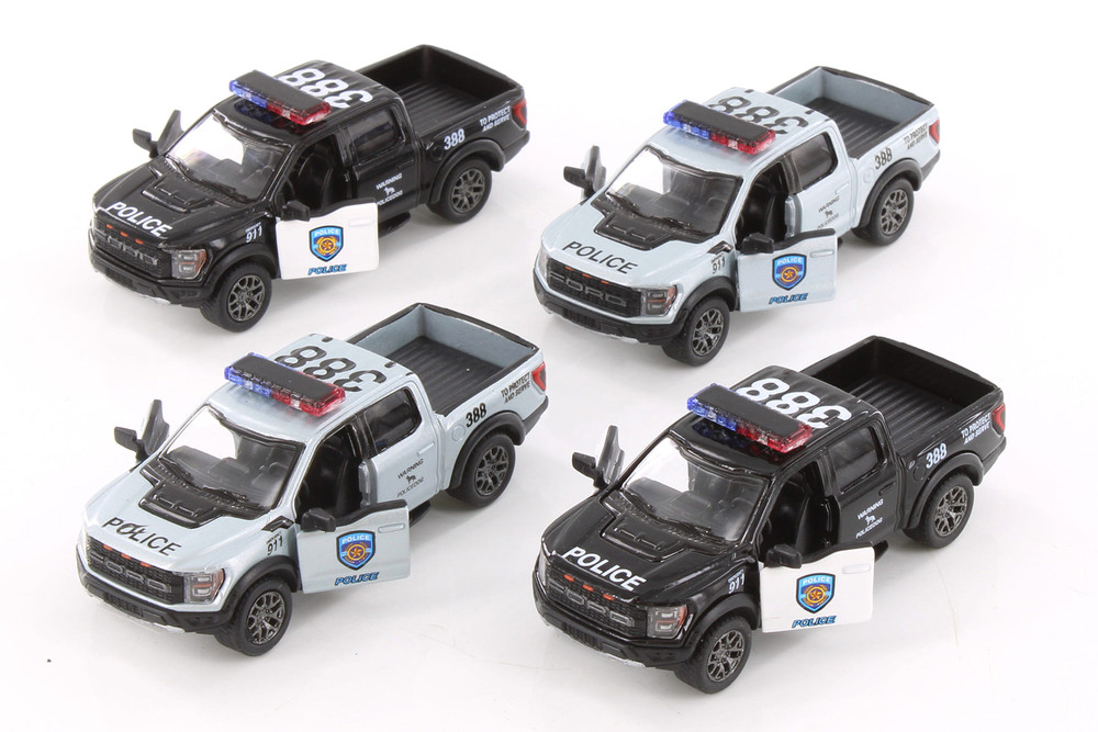 2022 Ford F-50 Raptor Pickup Truck - Police, Asstd - Kinsmart 3001DP/2 - 1/78 Scale Set of 12 Cars