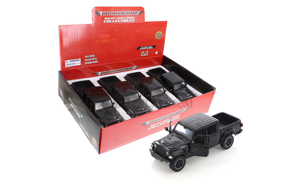 2021 Black Jeep Gladiator Rubicon Pickup Truck, Showcasts 71368D - 1/27 Scale Diecast Model Toy Car (1 car, no box)