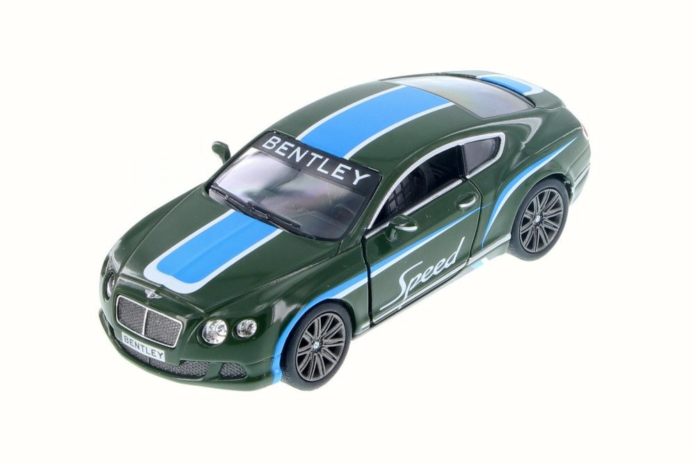 2012 Bentley Continental GT Speed w/Decals, Green w/Blue - Kinsmart 5369DF - 1/38 Scale Diecast Car
