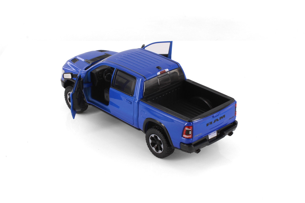 2019 Dodge Ram 1500 Crew Cab Rebel Pickup Truck, Blue - Showcasts 71358D - 1/24 Scale Model Toy Car (1 car, no box)