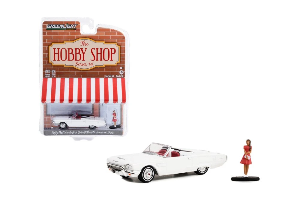 1965 Ford Thunderbird w/ Woman in Dress, White - Greenlight 97140B - 1/64 Scale Diecast Car
