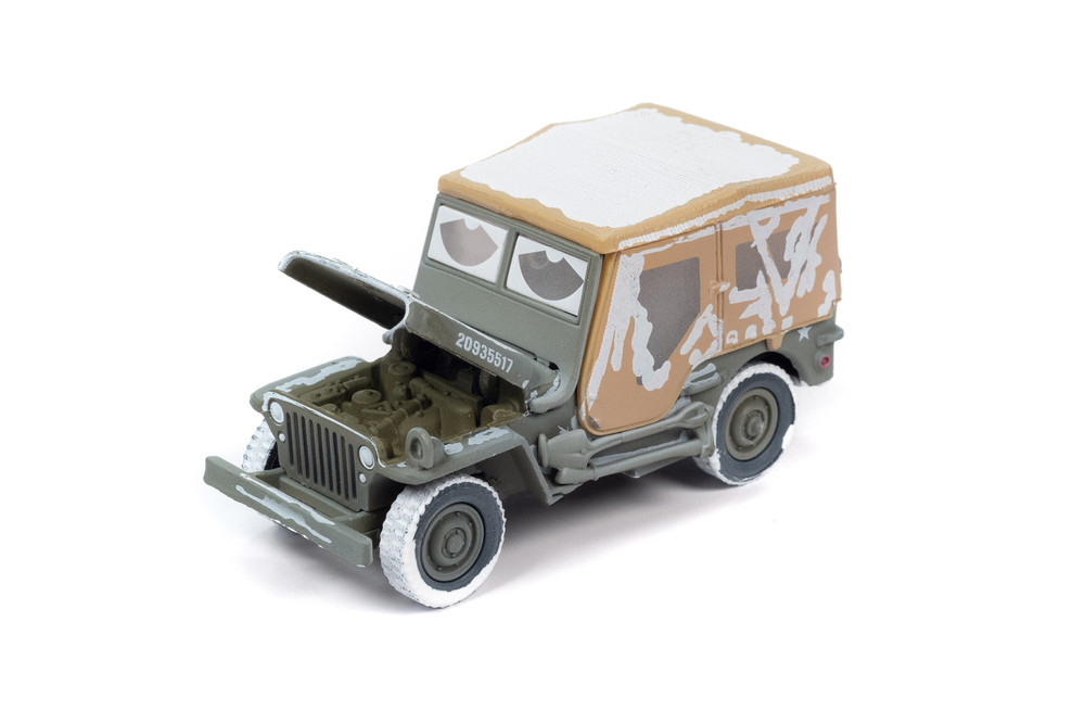 Willys MB Jeep, Gray w/Beige Top - Johnny Lightning JLML009/48A - 1/64 Scale Diecast Model Toy Car