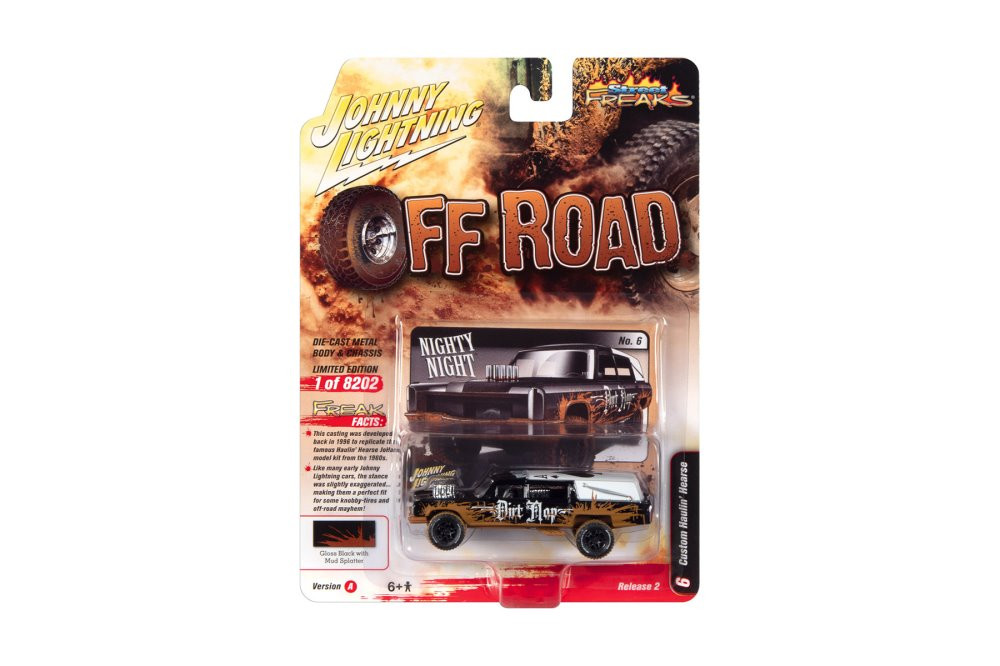 Haulin' Hearse Custom, Black - Johnny Lightning JLSP255/24A - 1/64 Scale Diecast Model Toy Car