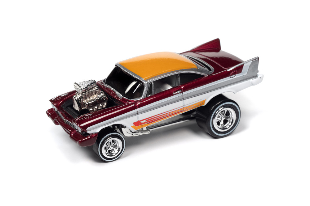 1958 Plymouth Fury , Red - Johnny Lightning JLSP251/24A - 1/64 Scale Diecast Model Toy Car