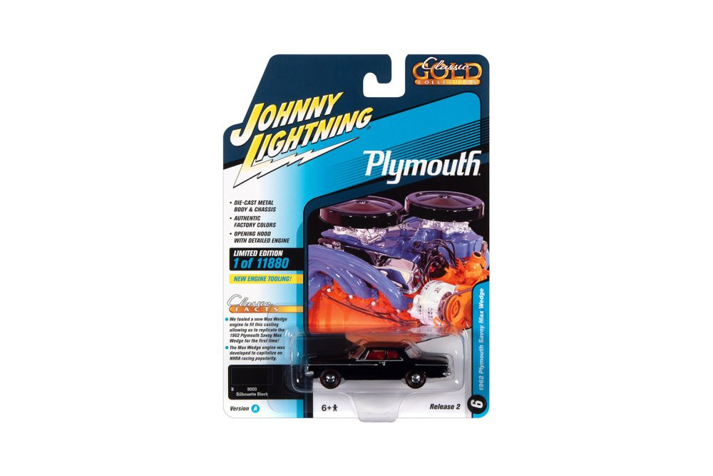 1962 Plymouth Savoy Max Wedge, Black - Johnny Lightning JLSP248