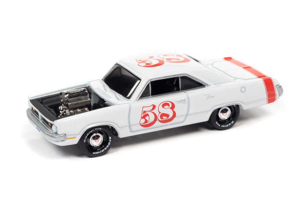 1970 Dodge Dart, White - Johnny Lightning JLSP211/24A - 1/64 scale Diecast Model Toy Car