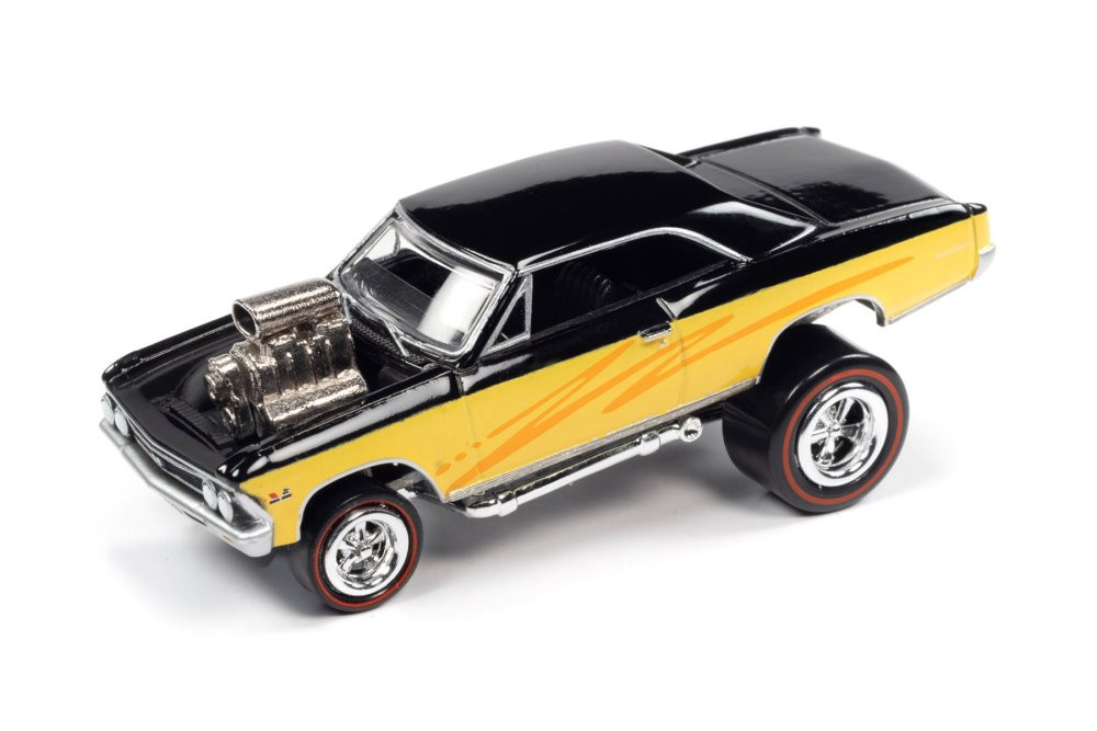 1966 Chevy Chevelle, Black - Johnny Lightning JLSP208/24A - 1/64 scale Diecast Model Toy Car