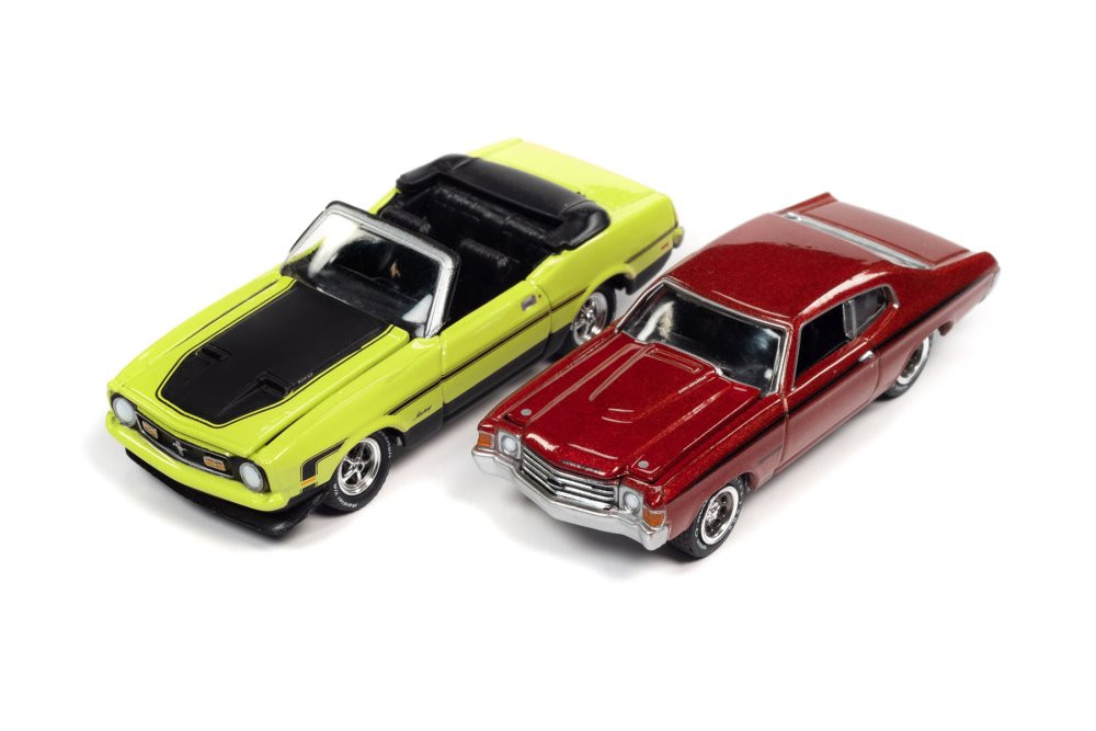1972 Ford Mustang Convertible and 1972 Chevy Chevelle SS Heavy Chevy, Multi- - Johnny Lightning JLSP242/24A - 1/64 scale Diecast Model Toy Car