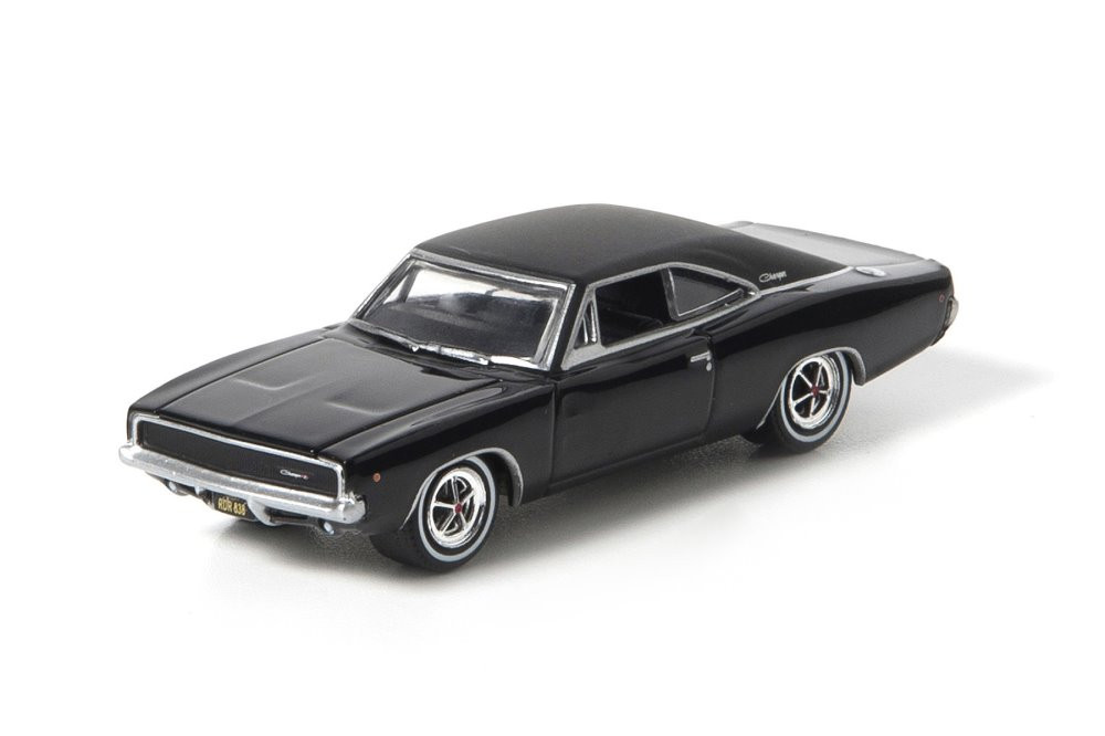 1968 Dodge Charger RT, Black - Greenlight 44724/48 - 1/64 Scale Diecast Model Toy Car