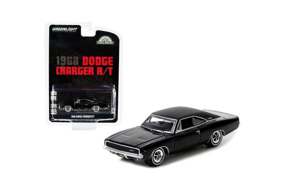 1968 Dodge Charger RT, Black - Greenlight 44724/48 - 1/64 Scale Diecast Model Toy Car