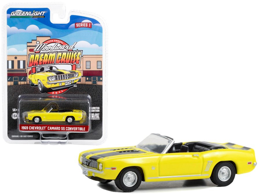 1969 Chevy Camaro SS Convertible, Yellow - Greenlight 37280B/48 - 1/64 Scale Diecast Model Toy Car