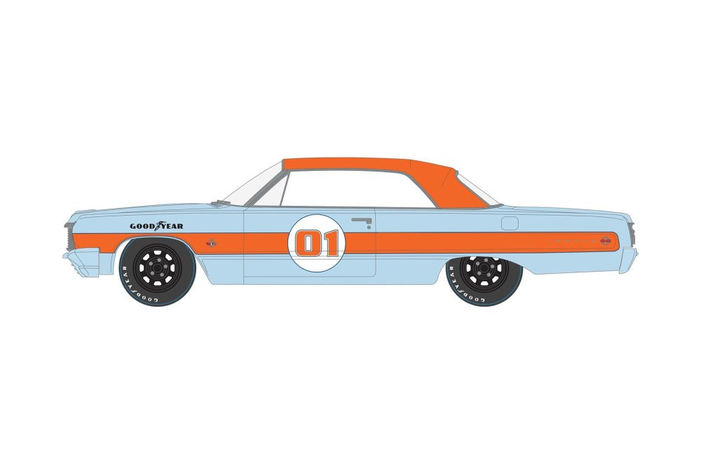 1964 Chevy Impala SS #01, Gulf Oil - Greenlight 41150A/48 - 1/64 Scale Diecast Model Toy Car