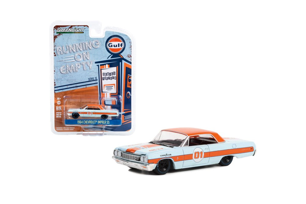 1964 Chevy Impala SS #01, Gulf Oil - Greenlight 41150A/48 - 1/64 Scale Diecast Model Toy Car