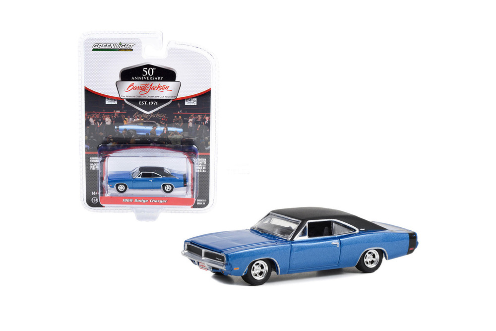 1969 Dodge Charger (Lot #465.1), Blue - Greenlight 37270B/48 - 1/64 Scale Diecast Model Toy Car