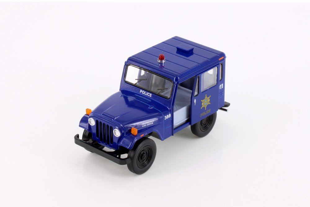 1971 Jeep DJ-5B Police Edition, Blue - Kinsmart 5433DPR - 1/26 Scale Diecast Model Toy Car