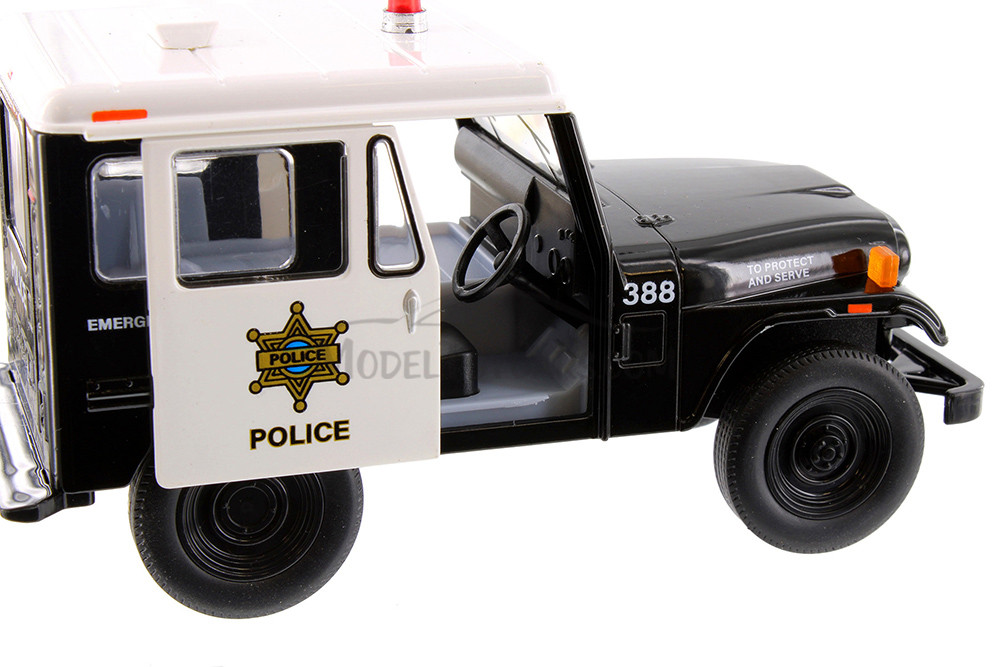 1971 Jeep DJ-5B Police Edition, Black /White - Kinsmart 5433DP - 1/26 Scale Diecast Model Toy Car