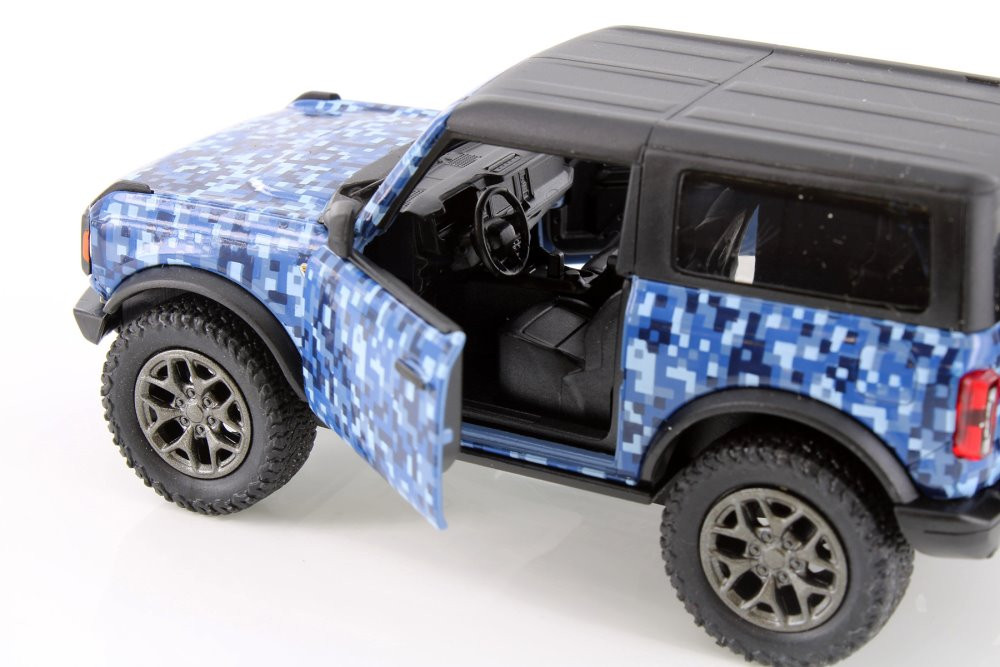 2022 Ford Bronco Camo Edition Hardtop, Blue - Kinsmart 5445DB - 1/34 Scale Diecast Model Toy Car