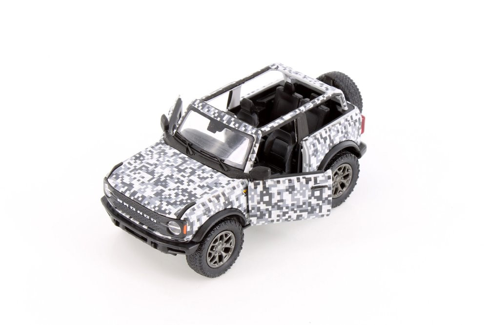 2022 Ford Bronco Camo Edition Open Top, White - Kinsmart 5445DA - 1/34 Scale Diecast Model Toy Car