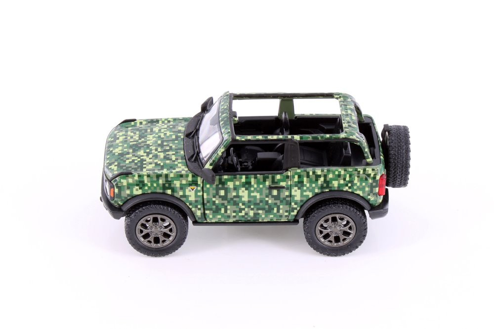 2022 Ford Bronco Camo Edition Open Top, Green - Kinsmart 5445DA - 1/34 Scale Diecast Model Toy Car