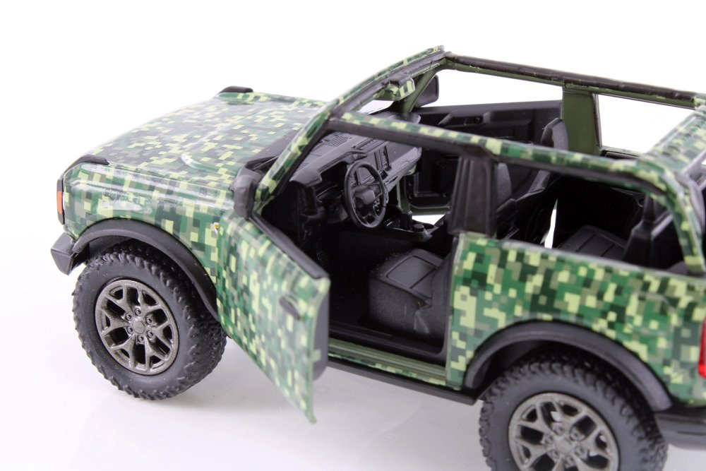 2022 Ford Bronco Camo Edition Open Top, Green - Kinsmart 5445DA - 1/34 Scale Diecast Model Toy Car