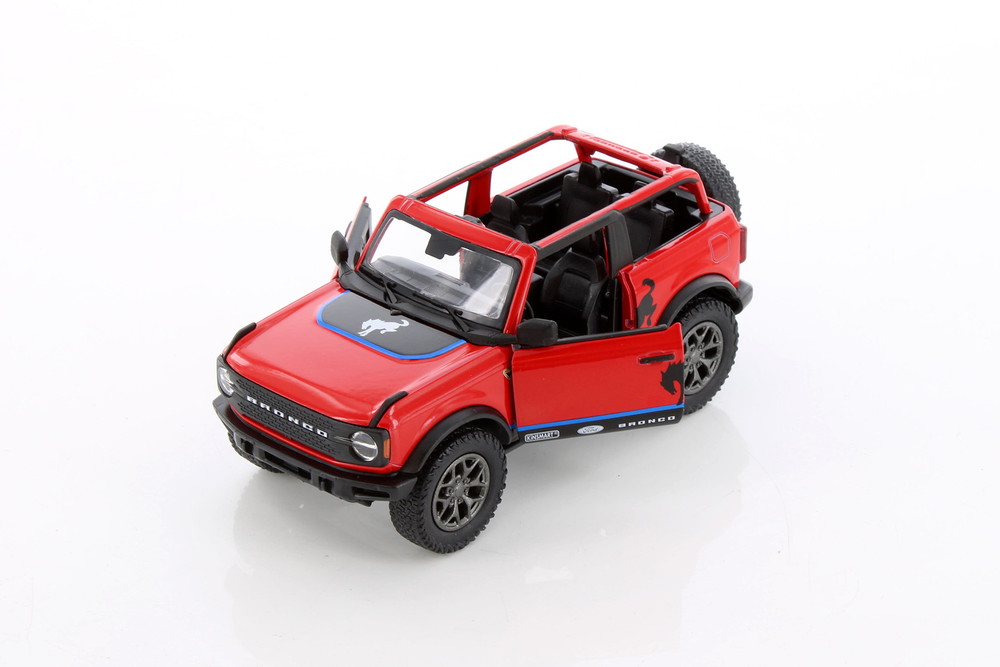 2022 Ford Bronco Open Top Livery Edition, Red - Kinsmart 5438DFA - 1/34 Scale Diecast Model Toy Car