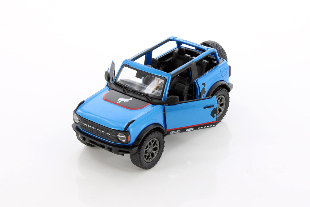 2022 Ford Bronco Open Top Livery Edition, Blue - Kinsmart 5438DFA - 1/34 Scale Diecast Car