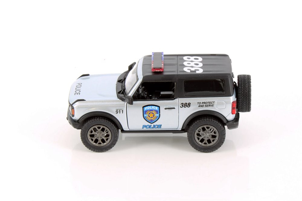 2022 Ford Bronco Police, Silver - Kinsmart 5438DPR - 1/34 Scale Diecast Model Toy Car