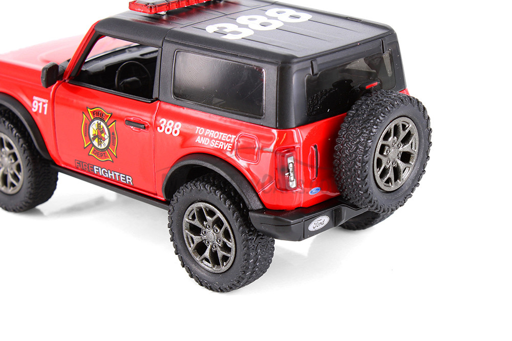 2022 Ford Bronco Firefighter, Red - Kinsmart 5438DPR - 1/34 Scale Diecast Model Toy Car
