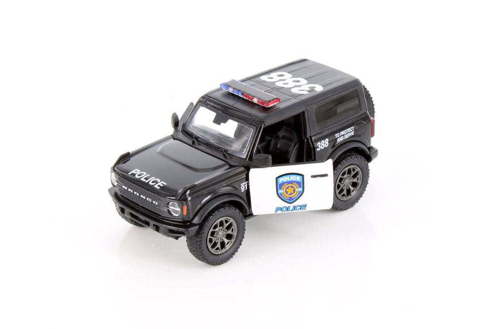 2022 Ford Bronco - Police Edition, Black /White - Kinsmart 5438DP - 1/34 Scale Diecast Car