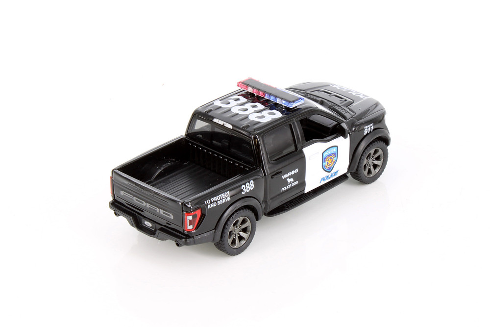 2022 Ford F-150 Raptor Pickup, Black /White - Kinsmart 5436DP - 1/46 Scale Diecast Model Toy Car