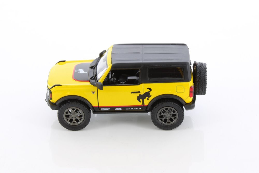 2022 Ford Bronco Hardtop Livery Edition, Yellow - Kinsmart 5438DFB - 1/34 Scale Diecast Car