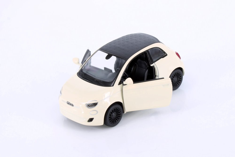 Fiat 500e, Cream/Ivory - Kinsmart 5440DY - 1/28 Scale Diecast Model Toy Car