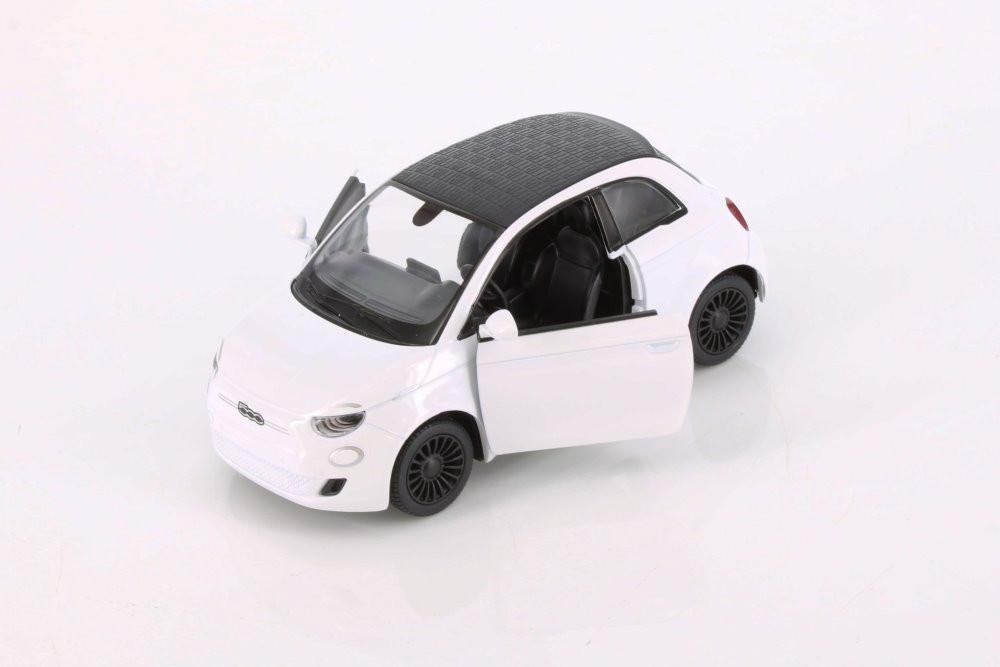 Fiat 500e, White - Kinsmart 5440D - 1/28 Scale Diecast Model Toy Car