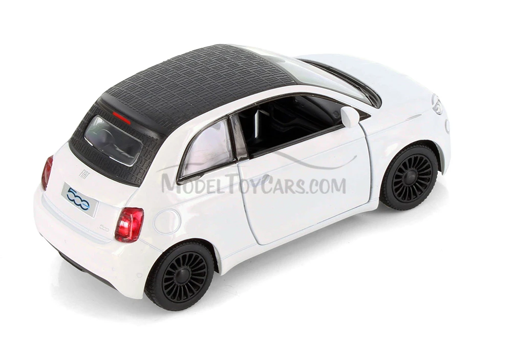 Fiat 500e, White - Kinsmart 5440D - 1/28 Scale Diecast Model Toy Car