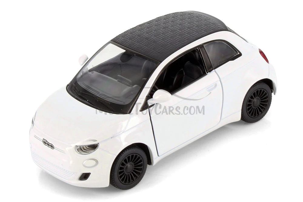Fiat 500e, White - Kinsmart 5440D - 1/28 Scale Diecast Model Toy Car
