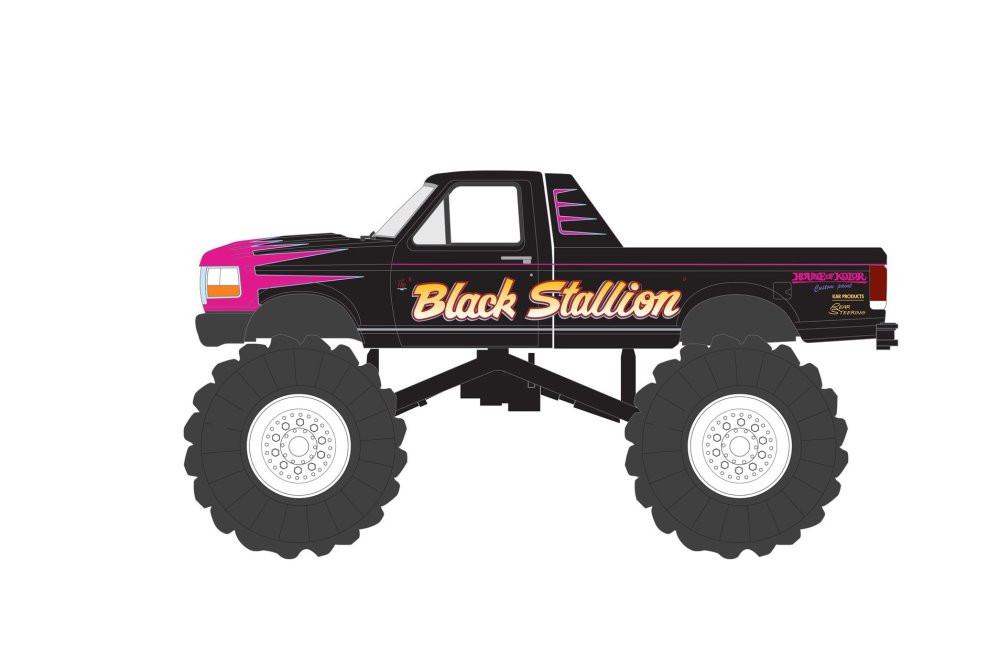 1992 Ford F-250 Monster Truck, Black Stallion - Greenlight 49110E/48 - 1/64 Scale Diecast Car