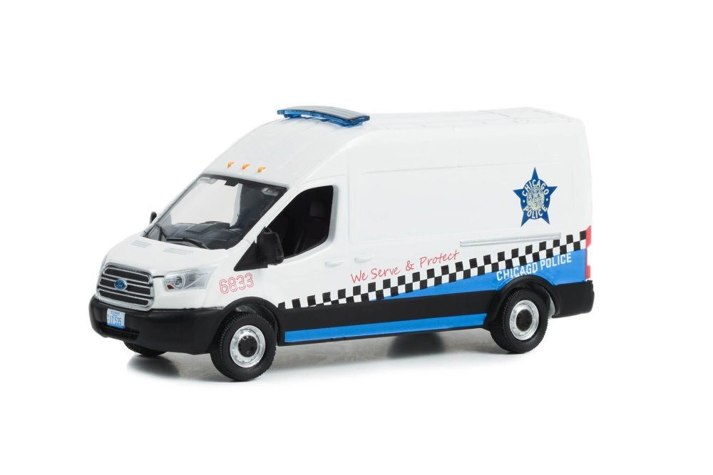 2019 Ford Transit LWB High Roof Van, White - Greenlight 53050B/48 - 1/64 Scale Diecast Car