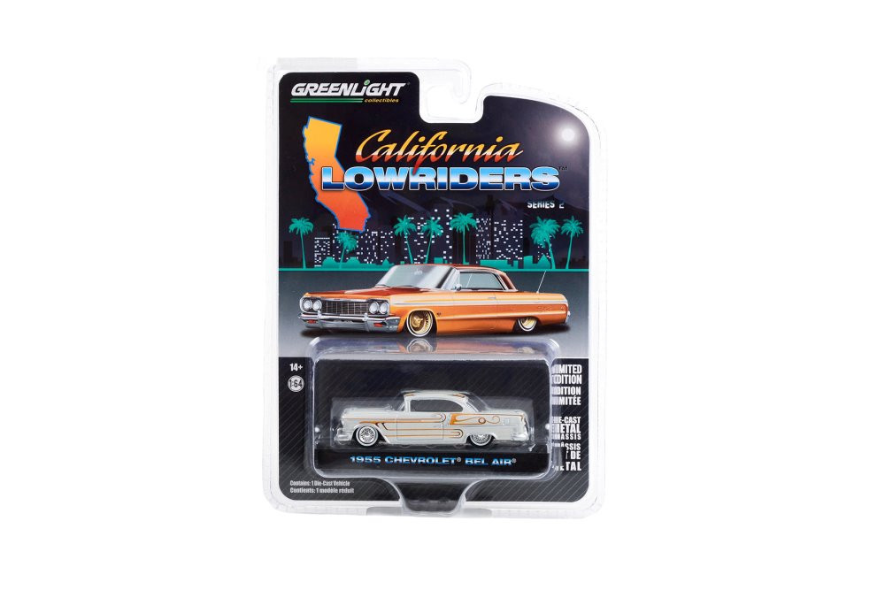 1955 Chevy Bel Air Lowrider, Light Gray - Greenlight 63030A/48 - 1/64 Scale Diecast Model Toy Car