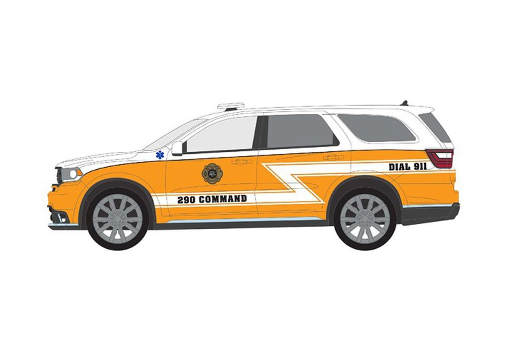 2019 Dodge Durango Paramedic, White /Orange - Greenlight 67040D/48 - 1/64 Scale Diecast Car