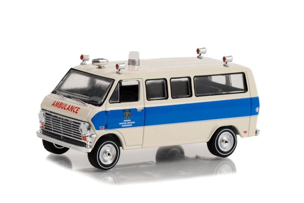 1969 Ford Econoline Ambulance, Beige/Tan - Greenlight 67040A/48 - 1/64 Scale Diecast Model Toy Car