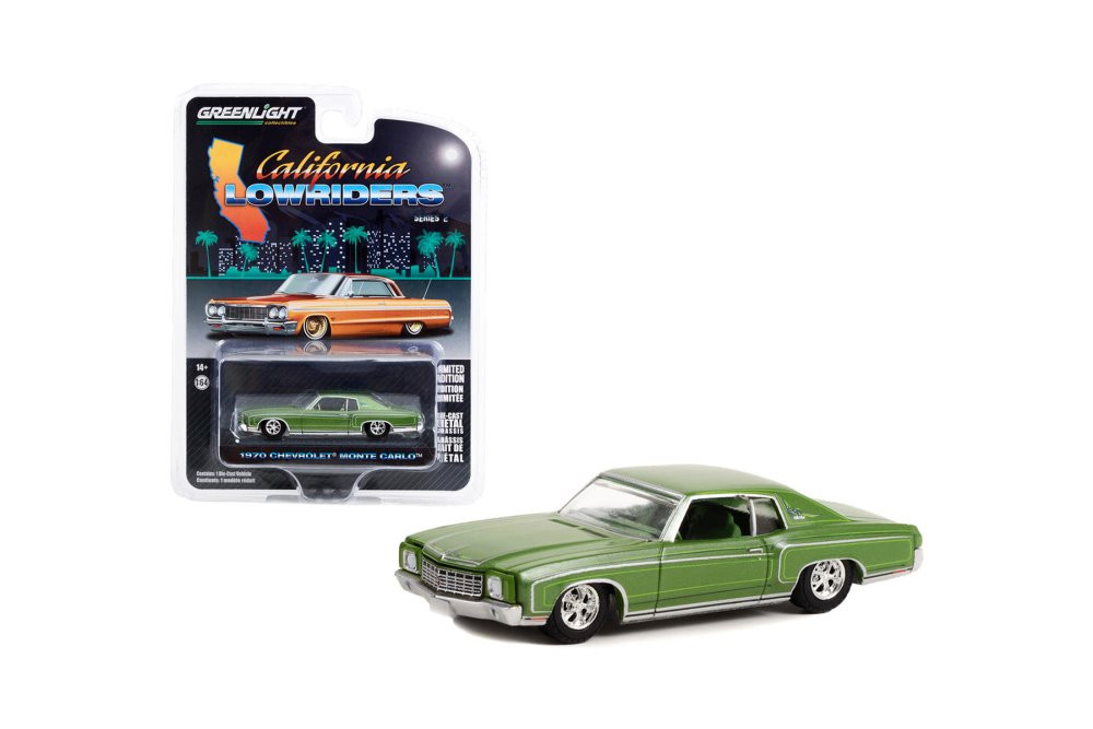 グリーンライト Chevrolet C10 & Monte Carlo SS 1970 Chevy Monte Carlo Lowrider, Green - Greenlight 63030D