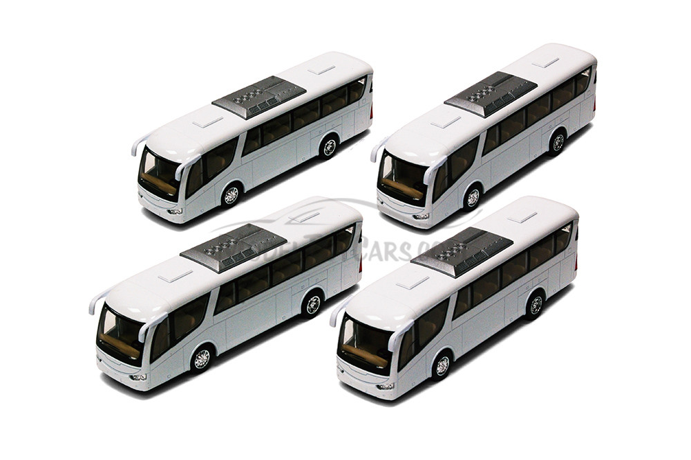 Coach Bus, White - Kinsmart 7101DW - 7" Scale Set of 12 Diecast Model Toy Cars