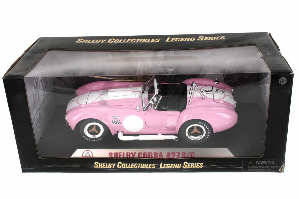 1965 Shelby Cobra 427 S/C Convertible, Pink w/stripes - R-22961 - 1/18 Scale Diecast Model Toy Car